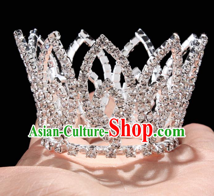 Handmade Top Grade Wedding Little Round Crystal Royal Crown Baroque Queen Retro Hair Accessories for Women