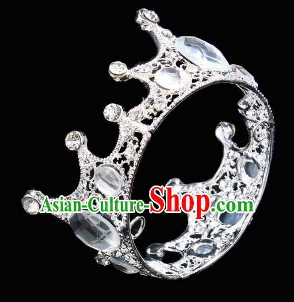 Handmade Top Grade Wedding Little Round Crystal Royal Crown Baroque Queen Retro Hair Accessories for Women