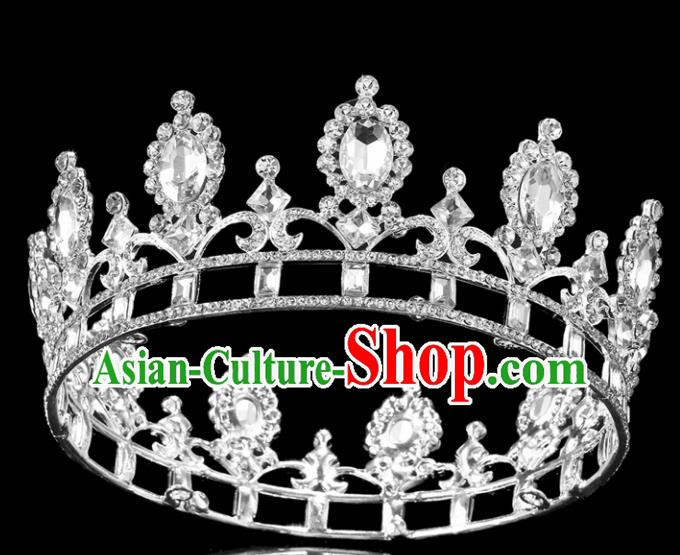 Top Grade Handmade Wedding Crystal Royal Crown Baroque Princess Retro Hair Accessories for Women