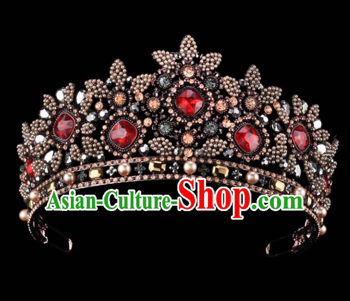 Top Grade Baroque Queen Court Crystal Royal Crown Retro Wedding Bride Hair Accessories for Women