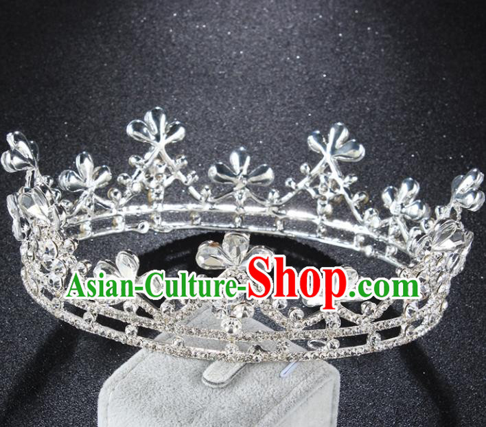 Top Grade Baroque Queen Crystal Golden Royal Crown Retro Wedding Bride Hair Accessories for Women