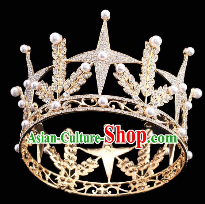 Handmade Bride Wedding Hair Jewelry Accessories Baroque Queen Royal Crown for Women