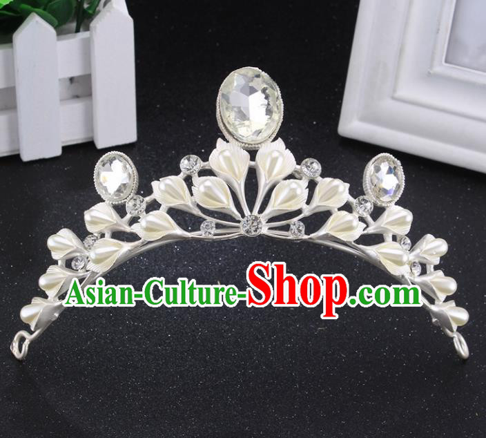 Handmade Bride Wedding Hair Jewelry Accessories Baroque Queen Crystal Pearls Royal Crown for Women