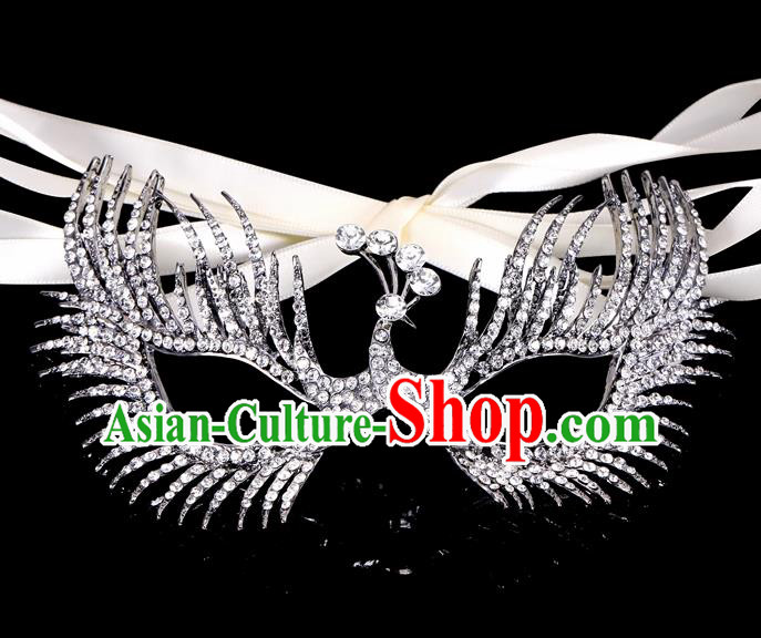 Handmade Halloween Accessories Face Mask Venice Fancy Ball Crystal Peacock Grey Masks for Women