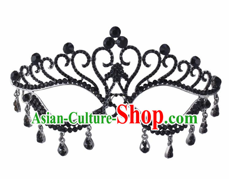 Handmade Halloween Accessories Face Mask Venice Fancy Ball Crystal Tassel Black Masks for Women