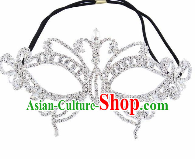 Handmade Halloween Accessories Zircon Butterfly Face Mask Venice Fancy Ball Crystal Masks for Women