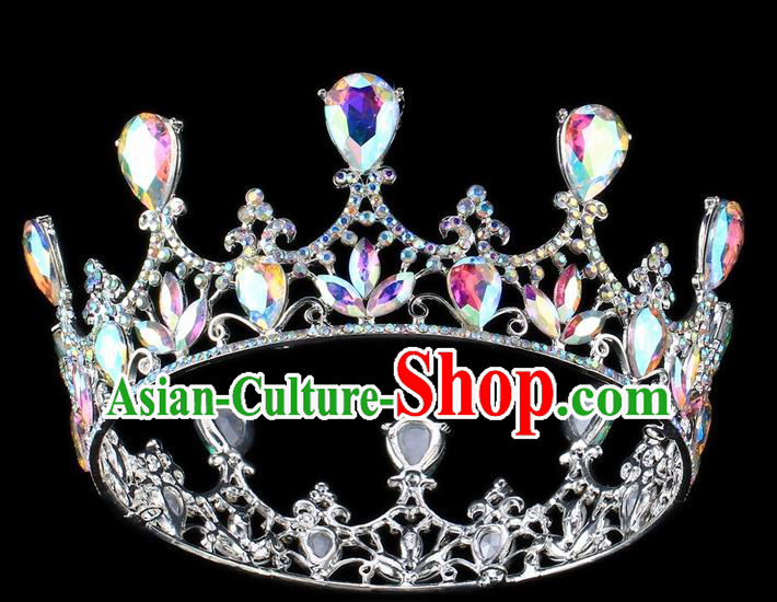 Top Grade Baroque Court Princess Round Royal Crown Wedding Bride Hair Accessories for Women