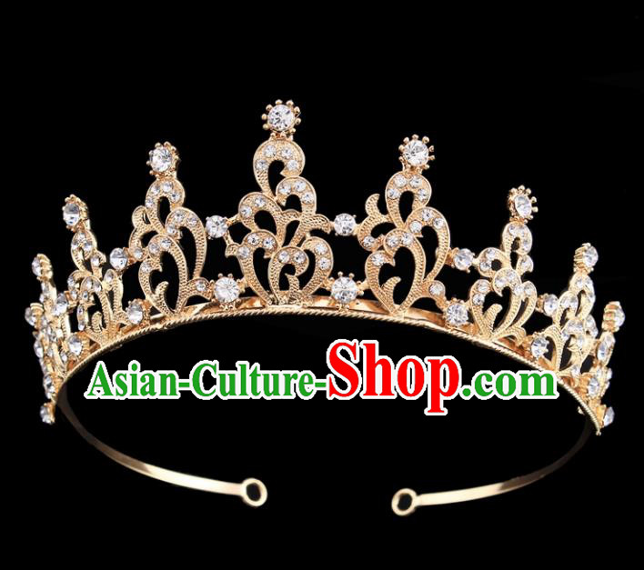 Top Grade Baroque Court Princess Zircon Golden Hair Clasp Bride Wedding Hair Jewelry Accessories for Women