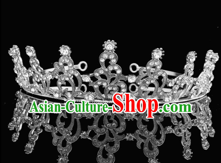 Top Grade Baroque Court Princess Zircon Argent Hair Clasp Bride Wedding Hair Jewelry Accessories for Women