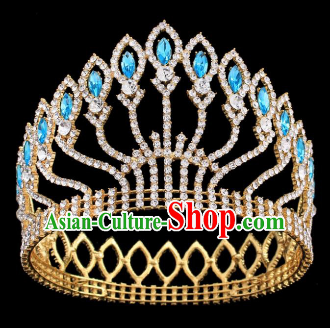 Top Grade Queen Crystal Royal Crown Retro Baroque Wedding Bride Hair Accessories for Women