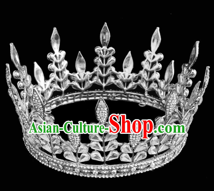 Top Grade Queen Round Royal Crown Retro Baroque Wedding Bride Hair Accessories for Women