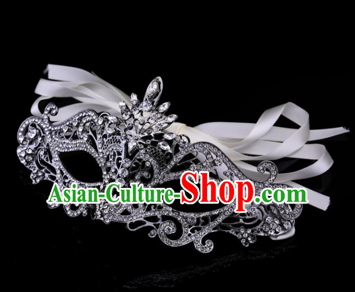 Handmade Halloween Accessories Fancy Ball Cosplay Props Crystal Grey Masks for Women