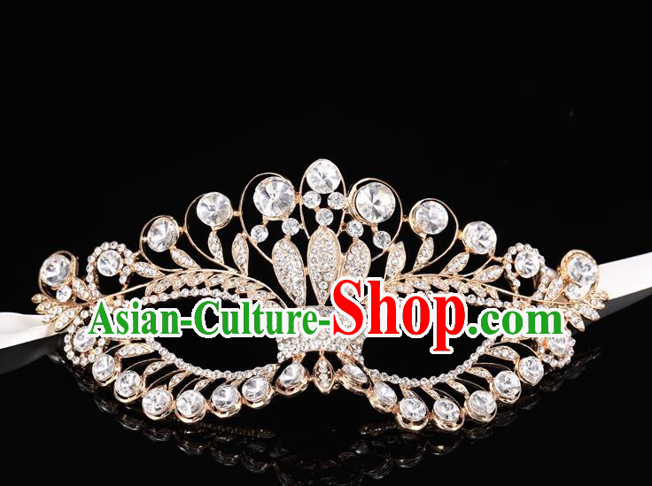 Handmade Halloween Accessories Venice Fancy Ball Cosplay Props Crystal Champagne Masks for Women