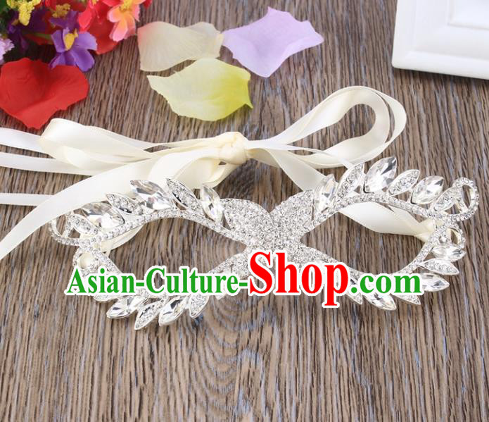 Handmade Halloween Accessories Venice Fancy Ball White Crystal Masks for Women