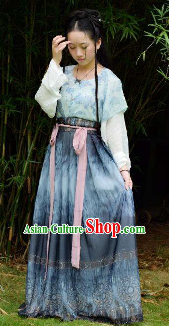 Traditional Chinese Ancient Tang Dynasty Nobility Lady Costume Embroidered Hanfu Dress for Rich Women