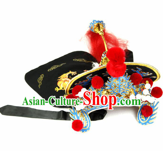 Chinese Traditional Beijing Opera Hats Sichuan Opera Changing Faces Embroidered Helmet for Men
