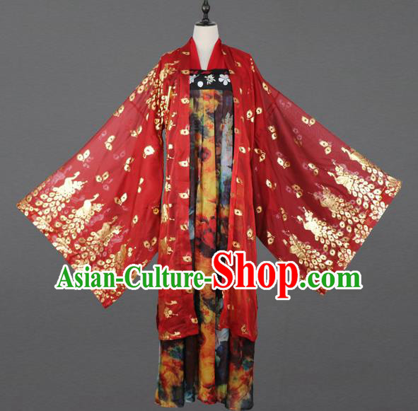 Chinese Tang Dynasty Nobility Lady Costumes Ancient Princess Embroidered Hanfu Dress for Women