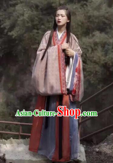 Chinese Jin Dynasty Palace Princess Costumes Ancient Fairy Swordswoman Hanfu Dress for Women