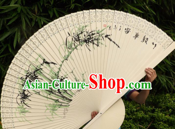 Chinese Traditional Wood Fans Decoration Crafts Handmade Printing Bamboo Folding Fans