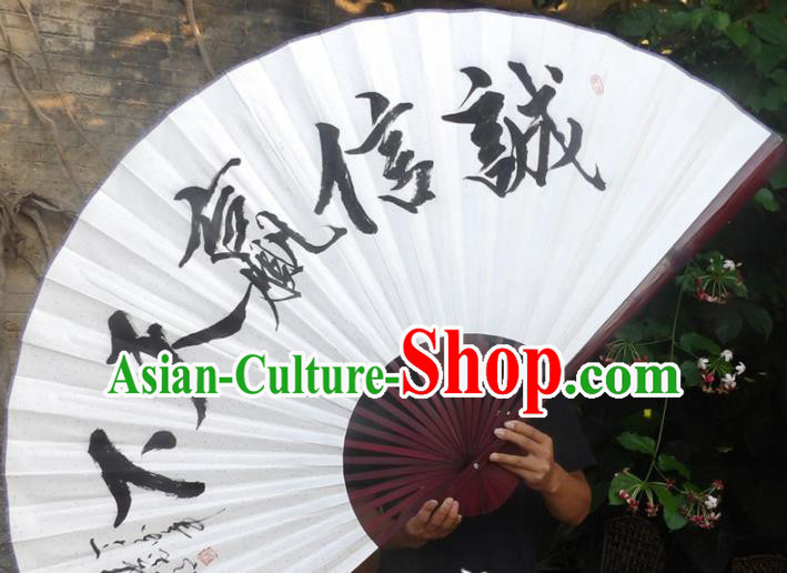 Chinese Traditional Decoration Crafts Red Frame Folding Fans Ink Painting Paper Fans