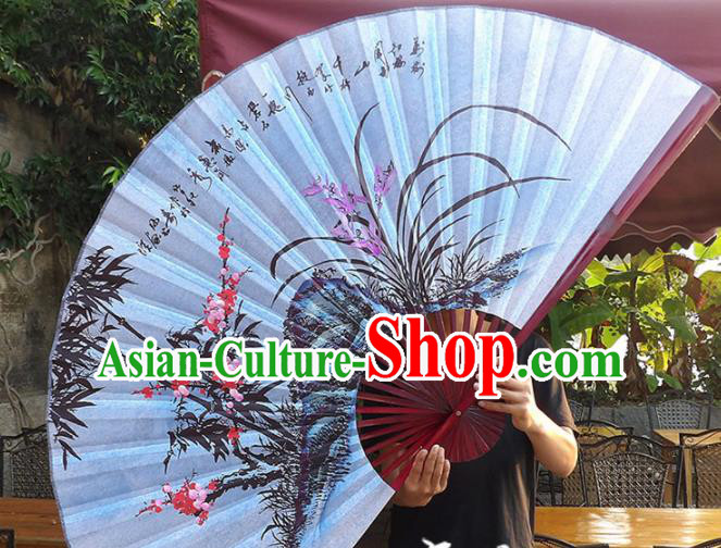 Chinese Traditional Handmade Silk Fans Decoration Crafts Ink Painting Plum Blossom Orchid Bamboo Folding Fans