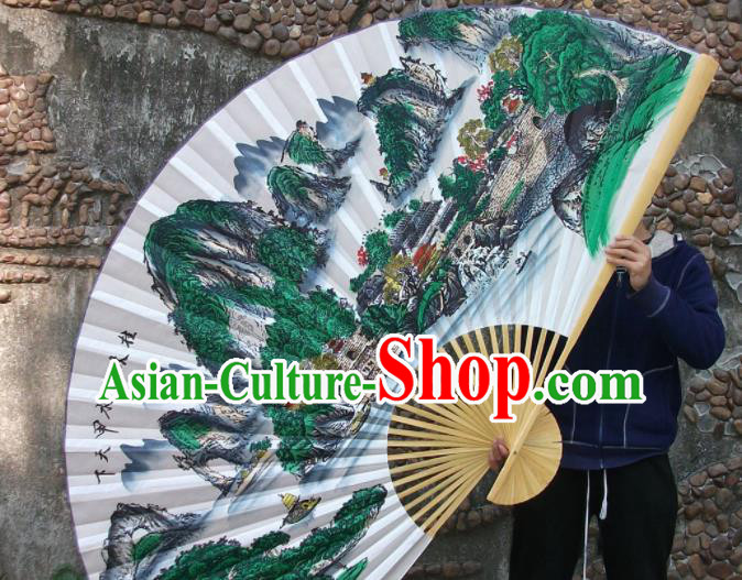 Chinese Traditional Handmade Silk Fans Decoration Crafts Ink Painting Guilin Scenery Wood Frame Folding Fans