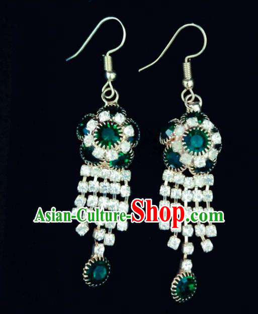 Chinese Ethnic Jewelry Accessories Mongolian Minority Nationality Crystal Earrings for Women