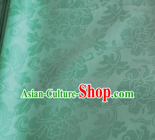 Asian Chinese Traditional Twine Peony Pattern Design Green Brocade Fabric Silk Fabric Chinese Fabric Material