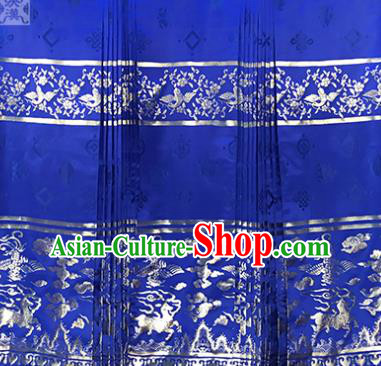 Asian Chinese Traditional Palace Pattern Design Royalblue Brocade Fabric Silk Fabric Chinese Fabric Material