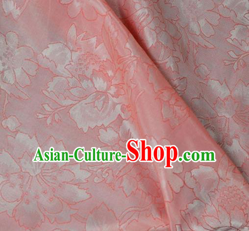 Asian Chinese Traditional Paeonin Pattern Pink Cotton Fabric Chinese Costume Fabric Material