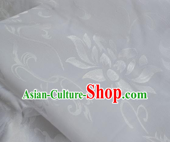 Asian Chinese Traditional Fabric Lotus Pattern Design White Brocade Fabric Chinese Costume Silk Fabric Material