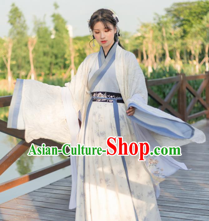 Traditional Chinese Jin Dynasty Princess Costumes Ancient Nobility Lady Embroidered Hanfu Dress for Rich