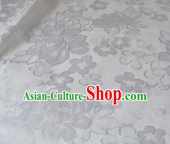 Asian Chinese Fabric Traditional Peony Pattern Design White Brocade Fabric Chinese Costume Silk Fabric Material