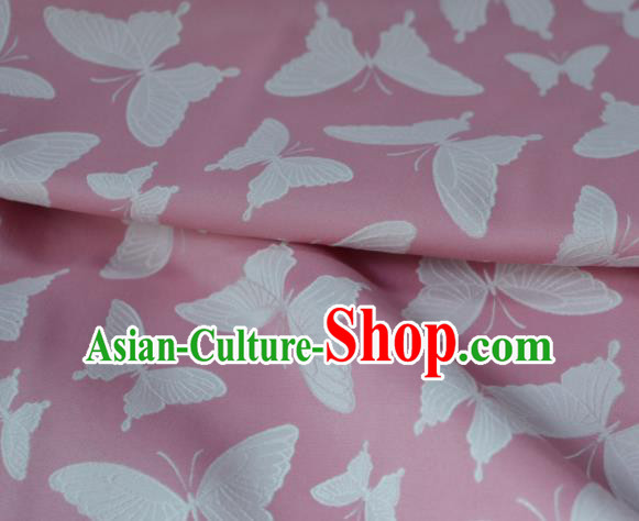 Asian Chinese Fabric Traditional Butterfly Pattern Design Pink Brocade Fabric Chinese Costume Silk Fabric Material