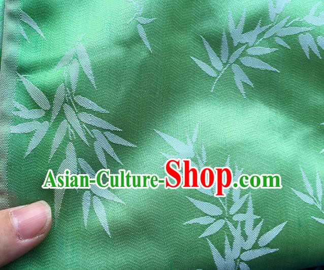Asian Chinese Fabric Traditional Bamboo Pattern Design Green Linen Brocade Fabric Chinese Costume Silk Fabric Material