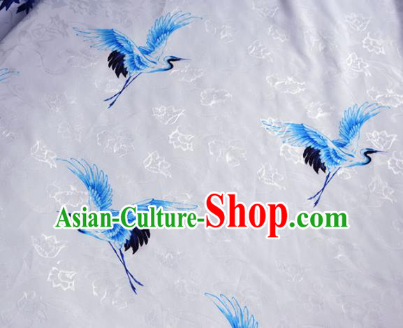 Asian Chinese Fabric Traditional Cranes Pattern Design Fabric Chinese Costume Silk Fabric Material