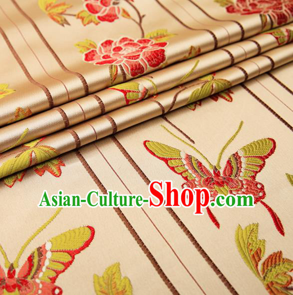 Asian Chinese Brocade Fabric Traditional Red Butterfly Pattern Design Satin Cushion Silk Fabric Material