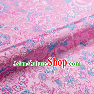 Asian Chinese Pink Brocade Fabric Traditional Flowers Pattern Design Satin Pillow Silk Fabric Material