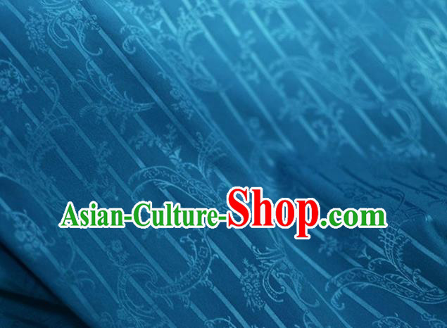 Asian Chinese Fabric Traditional Pattern Design Blue Brocade Fabric Chinese Costume Silk Fabric Material