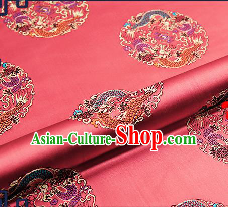 Traditional Chinese Watermelon Red Brocade Fabric Asian Dragons Pattern Design Satin Cushion Silk Fabric Material