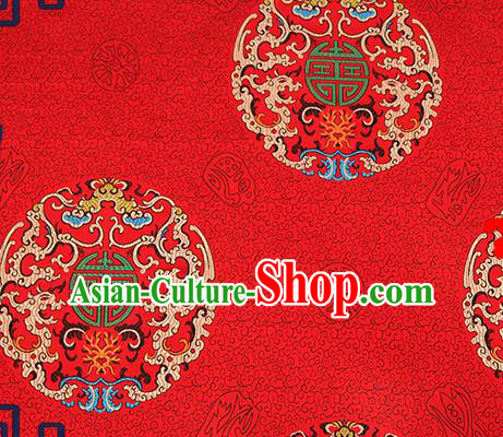 Chinese Traditional Red Brocade Fabric Asian Dragons Pattern Design Satin Cushion Silk Fabric Material