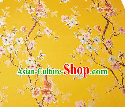 Chinese Traditional Yellow Brocade Fabric Asian Pattern Design Satin Cushion Silk Fabric Material