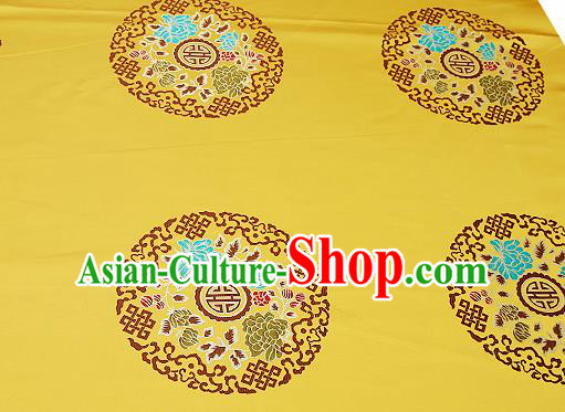 Chinese Traditional Golden Brocade Fabric Asian Peony Pattern Design Satin Cushion Silk Fabric Material