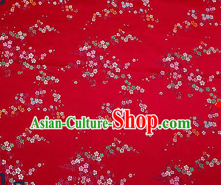 Chinese Traditional Wine Red Brocade Fabric Asian Plum Blossom Pattern Design Satin Tang Suit Silk Fabric Material