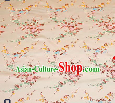 Chinese Traditional Light Golden Brocade Fabric Asian Plum Blossom Pattern Design Satin Tang Suit Silk Fabric Material