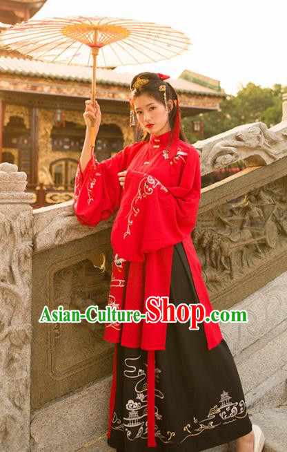 Traditional Chinese Ancient Princess Embroidered Hanfu Dress Ming Dynasty Historical Costumes for Women