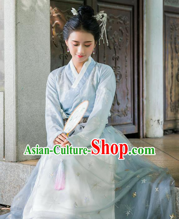 Traditional Chinese Ancient Las Meninas Hanfu Dress Song Dynasty Princess Embroidered Historical Costumes for Women