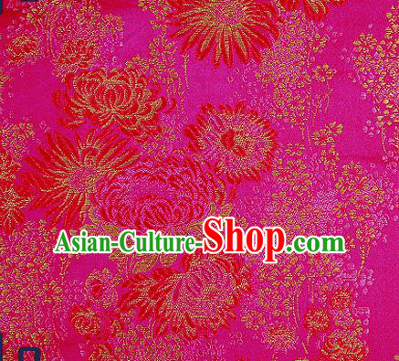 Traditional Chinese Rosy Brocade Drapery Classical Fireworks Pattern Design Satin Table Flag Silk Fabric Material