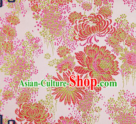 Traditional Chinese Pink Brocade Drapery Classical Fireworks Pattern Design Satin Table Flag Silk Fabric Material