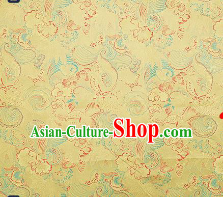 Traditional Chinese Yellow Brocade Drapery Classical Butterfly Peony Pattern Design Satin Cheongsam Silk Fabric Material